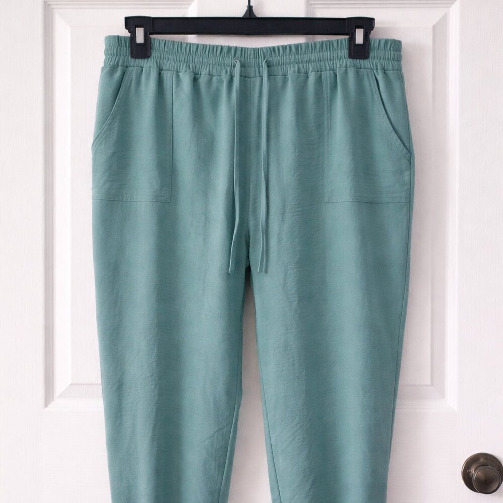 NYCC Teal Jogger Dress Pants PXL Petite Elastic Waist Pull-On Work Casual